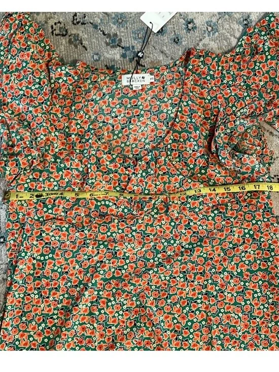 NWT Modcloth Molly Bracken Poised For Poppies Floral Ruffle Short Sleeve Dress - Picture 7 of 16